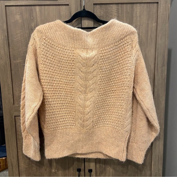 Anthropologie Sleeping On Snow Knit Off Shoulder Alpaca Blend Sweater Medium - Picture 3 of 13